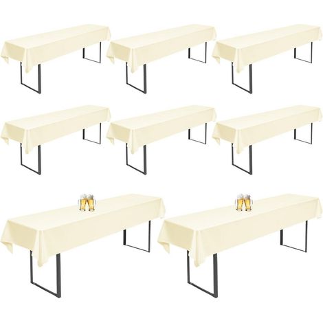 8er Set Biertischhussen Beige 260x110cm Waschbar für 50/70cm Tische