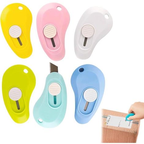 Ensemble de 6 petits cutters, mini cutter, mini cutter, mini cutter, portable, petit, universel, cutter pour enveloppes, colis, découpe de papier, voiture (1/5)