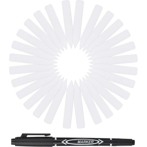 Étiquettes pour plantes en PVC avec marqueur - 100 étiquettes blanches pour plantes en pot, pré-percées, 10 cm x 1,65 cm x 0,2 cm (1/5)