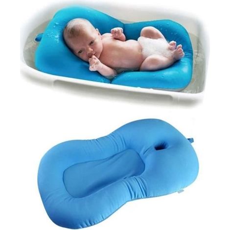 Tapis de bain bébé nouveau-né pliable bébé bain baignoire coussin chaise étagère (Blue ) (1/4)
