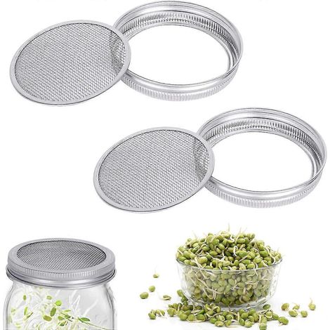 2 couvercles de germination pour bocaux Mason, tamis de germination en acier inoxydable pour prévenir la rouille, très adapté à la culture de germes de haricots [jkw] (1/5)