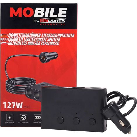 Adaptador divisor para toma de encendedor de cigarrillos 12-24V 127W USB-C USB-A EPACC148 (1/5)