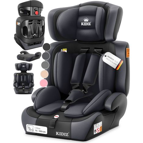 KIDIZ® Seggiolino auto 1+2+3, 9-36 kg, cintura 5 punti - Antracite (1/5)