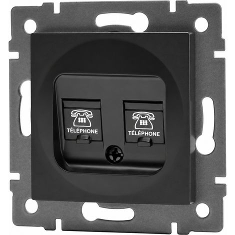 Double Prise Téléphonique Murale Série G PC Noir 13 × 9 × 10 cm – Livraison gratuite