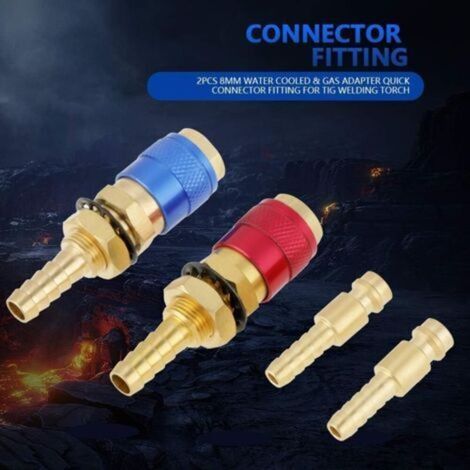 Adaptador de gas refrigerado por agua y adaptador de conexión rápida para soplete de soldadura TIG, paquete de conexión rápida de 2 (1/4)