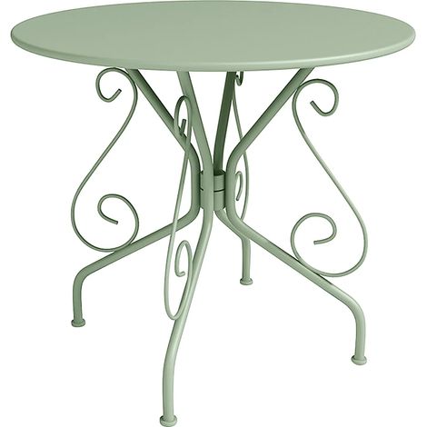 Table de jardin D.80 cm en métal façon fer forgé - Vert amande - GUERMANTES de MYLIA (1/2)