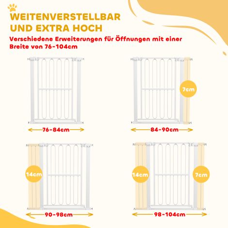 Barrière de sécurité pour chien extensible 76-104 cm, sans perçage, barrière d'escalier réglable pour animaux