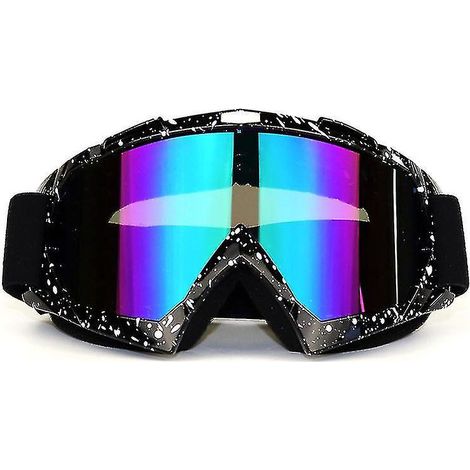 Lunettes de moto, lunettes de motocross, lunettes de moto tout-terrain, lunettes de protection, coupe-vent, anti-sable, imperméables, anti-buée, monture noire à points blancs (1/5)