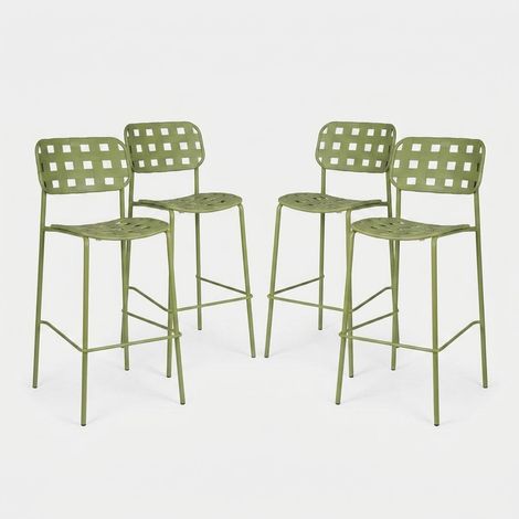 4 sgabelli bar in acciaio e polipropilene Clover YES - Verde (1/5)