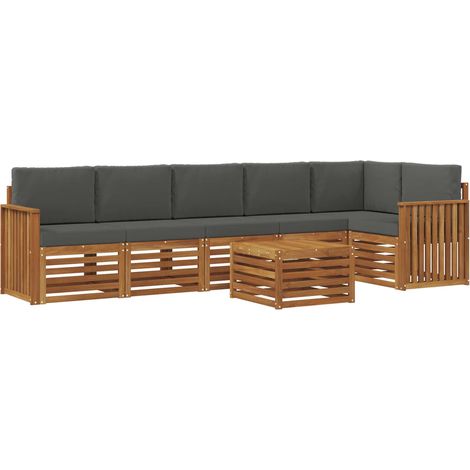 Outdoor-Sofagarnitur 7 stk. Natur und Anthrazit Polyester vidaXL (1/5)