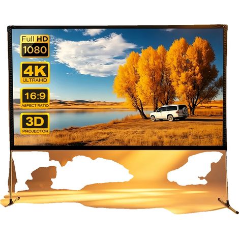 Écran de projection, tailles de 80 à 120 pouces, format 16:9, design portable, tissu de haute qualité, installation facile (1/5)