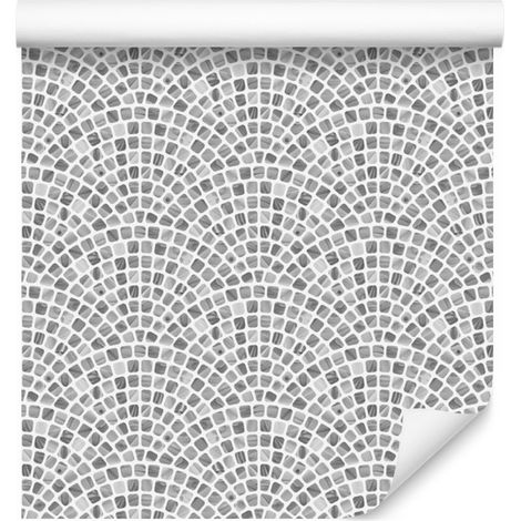 Papier peint nuances de gris et mosaïque pour salon et chambre 50x1000 cm (1/5)