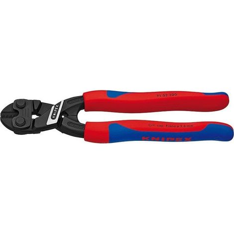 KNIPEX 71 02 200 CoBolt® Tronchese a doppia leva rivestiti in materiale bicomponente, forma affusolata atramentata nera 200 mm