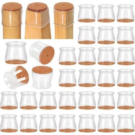 Lot de 32 protections de pieds de chaise en silicone pour parquet, carrelage, bois, feutre, pieds de meubles(32mm-50mm) (1/5)