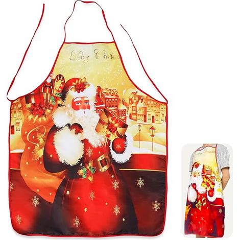 GREMBIULE DA CUCINA DI NATALE CON BABBO NATALE IN REGALO (1/5)