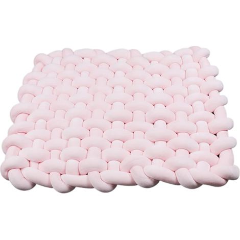 Tapis en Peluche Tressé Noué Tapis De Sol pour Tout-Petits Tapis De Jeu Tapis Rampant Épais pour Les Enfants Jouer Et Dormir Fait À La Main Plancher De Nœuds Mode Mignon,Light Pink (1/5)