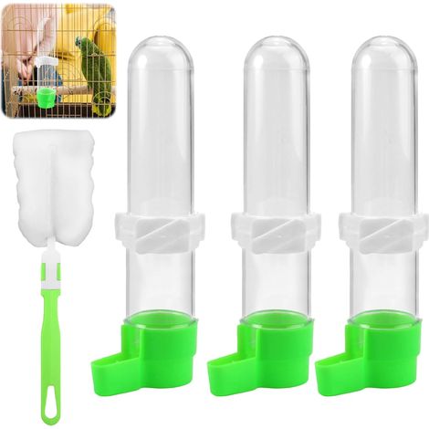 3 mangeoires oiseaux perruche auto 120 ml transparent cage pigeons brosse (1/4)