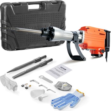 VEVOR Martello Demolitore per Calcestruzzo 2200W 2 Punte a Scalpello per 1400BPM, Kit di Martello Demolitore Elettrico 220V per Lavorazione su Cemento Mattoni Piastrelle Demolizione per Muro 66J 2200W (1/5)