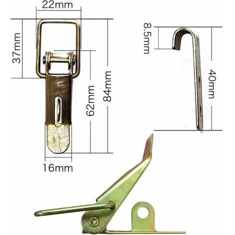 Fermeture à levier pour tiroir, armoire ou caisse à outils – Lot de 10 fermoirs basculants en acier zingué, montage rapide