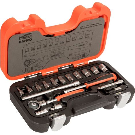 BAHCO - Coffret de douilles 1/4, 6 pans métriques , cliquet tête pivotante (1/3)