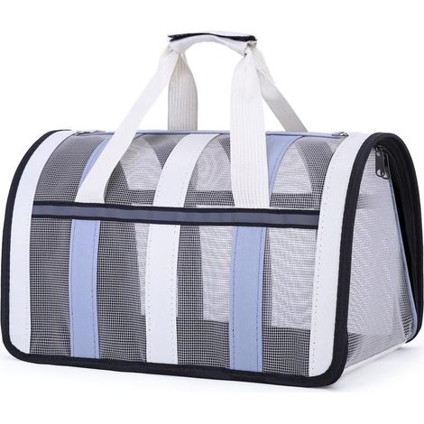 1 Sac de transport pour chat et chien, pliable, nylon résistant, fenêtre maille, voyage voiture avion