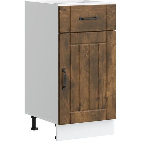 Armoire de cuisine Lucca 40 x 46 x 81,5 cm avec pieds réglables moderne chêne fumé en bois d'ingénierie (1/5)