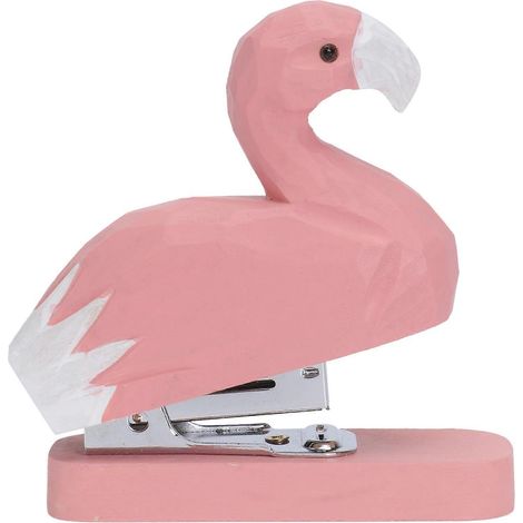 Agrafeuse portable en forme de flamant rose, en bois, créative, pour livres, agrafeuse manuelle, fournitures scolaires pour étudiants-10.00X9.00X4.00CM