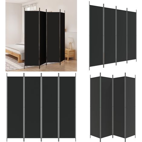 4-tlg. Paravent Schwarz 200x200 cm Stoff - Paravent - Raumteiler - Trennwandsystem - Sichtschutz - Möbel - Home & Living (1/5)