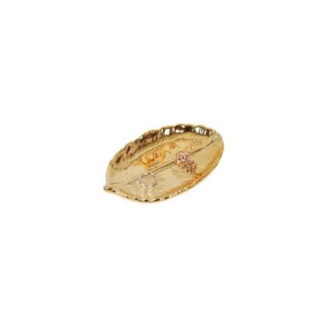 Keramischer Ringhalter in Blattform, goldfarben, 14,5 × 9 × 1,5 cm (1/5)