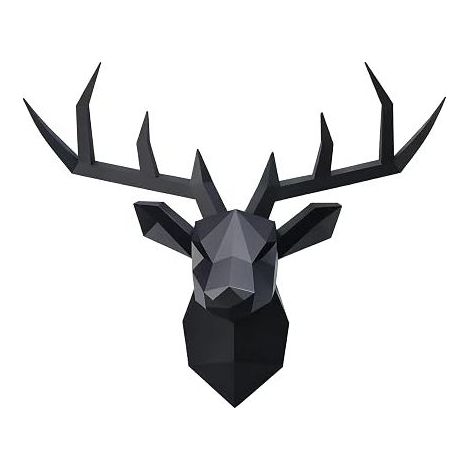 Black Deer Head Wall Sculpture, 3D Wall Decor, Resin Animal Head Decoration (1/5)