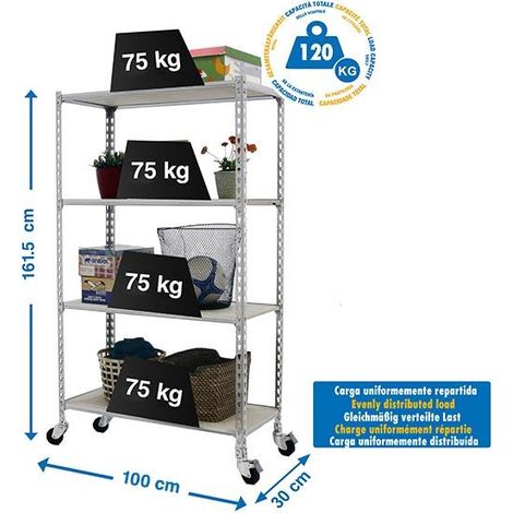 simonrack Mobile Metallregal mit praktischen Rollen