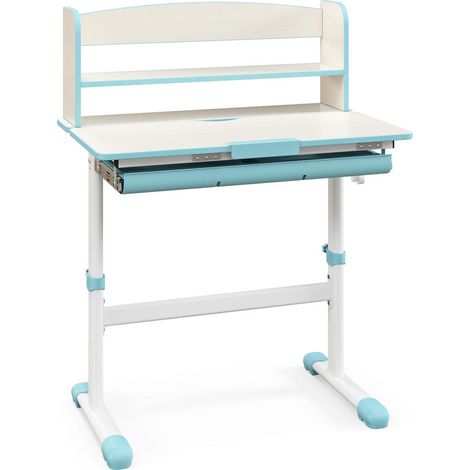Bureau d'étude enfant réglable en hauteur, plateau inclinable 7 niveaux, tiroir et étagère pour chambre (1/5)