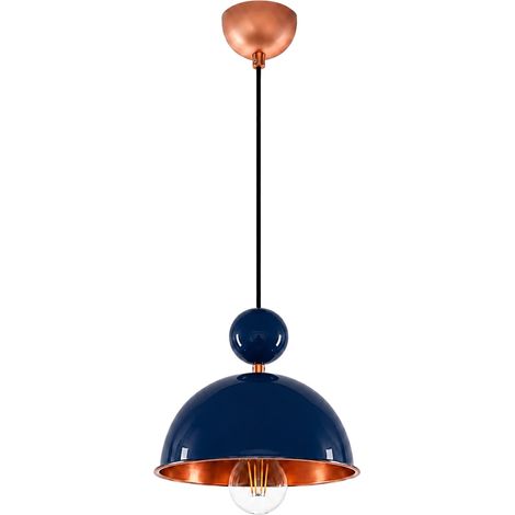Lampe suspendue en métal "Bubble" - 21 x 21 cm - Bleu Marine (1/4)