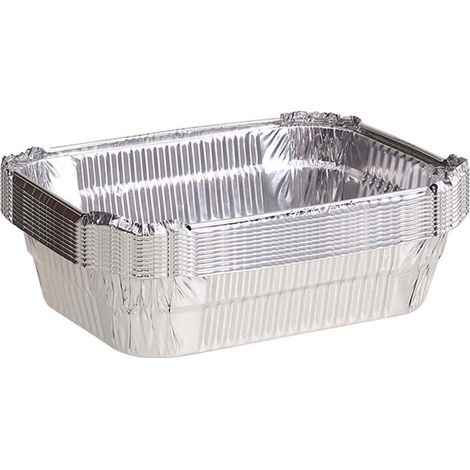 Plaques de cuisson jetables en aluminium épais, lot de 10, compatibles four, micro-ondes et barbecue. Résistantes aux hautes températures, sans nettoyage. Couleur argent. (1/5)