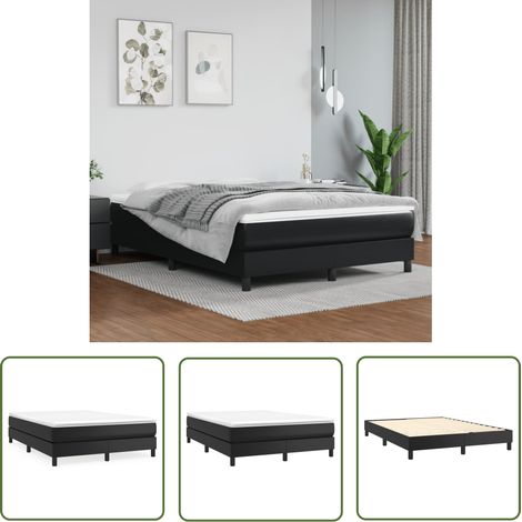 The Living Store Cadre de lit sans matelas noir 140x190 cm similicuir - Cadre De Lit - Lit Double - Lit Noir - Similicuir - Literie (1/5)