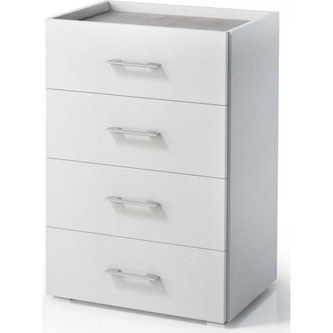Cassettiera camera da letto ufficio 4 cassetti design bianco grigio (1/2)