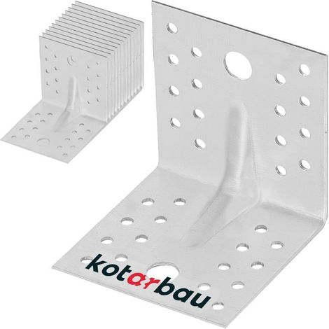 Équerre de fixation Lot de 12 Acier galvanisé Renfort d'angle à 90° Pour bois et métal 80 x 80 x 80 mm (1/5)