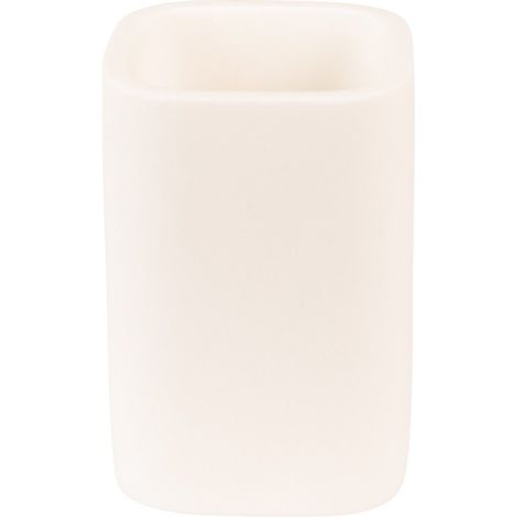 Gobelet Porte-Brosse à Dents en Céramique Blanc Style Rustique pour Salle de Bain 7x7x10 cm - PANGIVO (1/3)