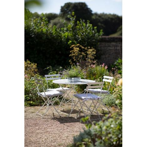 Garden Trading Rive Droite Outdoor Patio 4 Seater Bistro Table Chair Chalk Steel (1/2)