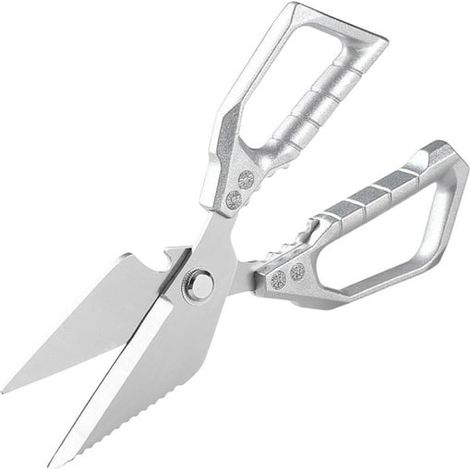 Estas tijeras de cocina de acero inoxidable son multifuncionales y resistentes, ideales para cortar aves y hierbas. Son aptas para lavavajillas, tienen un agarre cómodo y son perfectas para cocinar en