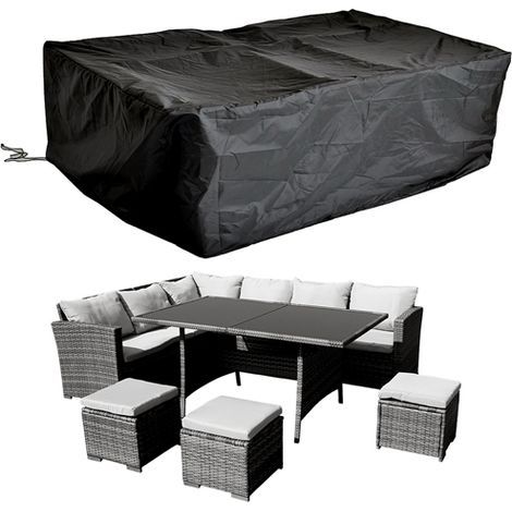 Schutzhülle für Rattan-Gartenmöbel – Wetterfest – Maße: 262 x 192 x 70 cm – 100 % Polyethylengewebe (1/4)