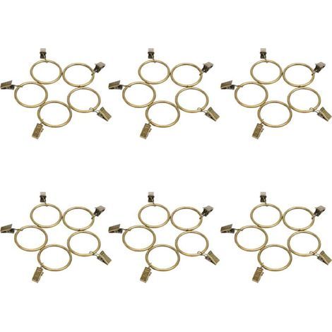 Ensemble de 30 anneaux de rideau en bronze, diamètre intérieur de 35 mm, avec clips/crochets de rideau décoratifs en métal robustes, ensemble avec rondelles pour rideaux de salle de bain (1/5)
