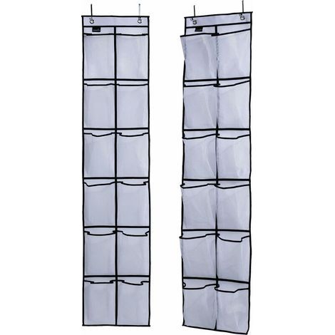 Organisateur de chaussures suspendu pour placards à portes étroites, blanc, lot de 2 (1/5)