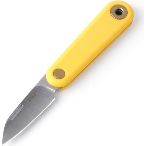 Klappmesser mit 12C27 Stahlklinge, G10 Griff, Gelb & Silber