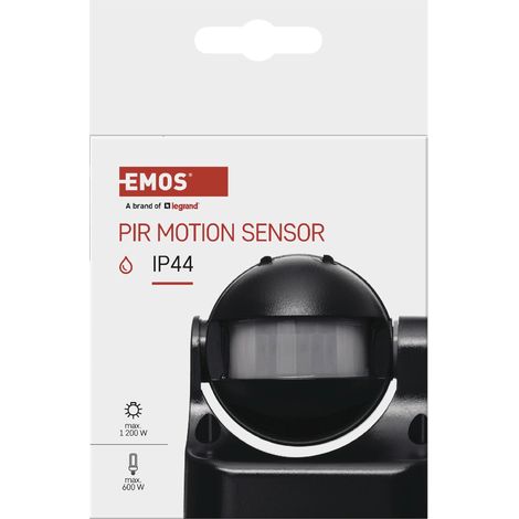 Emos rilevatore di movimento sensore PIR IP44, 1 pezzo, colore: nero, G1125 (1/5)