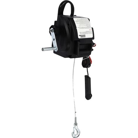 Cabrestante eléctrico, capacidad de carga de 907 kg, opciones de control dual, color negro. (1/2)