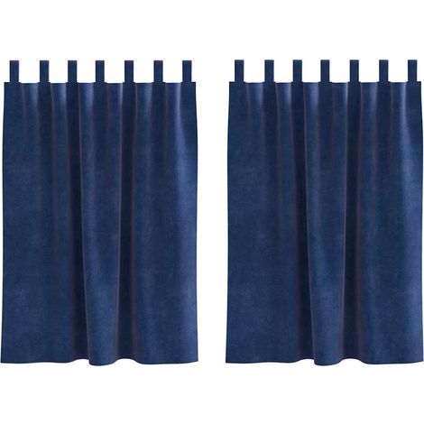 Rideaux occultants 2 pcs Bleu foncé 140 x 140 cm Velours (1/5)