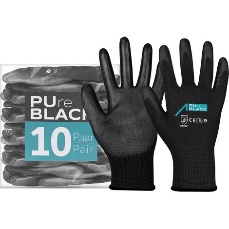 ACE Pure Black - Guanti da lavoro, 10 paia di guanti protettivi delicati per il lavoro, EN 388-09/L (confezione da 10) (1/5)