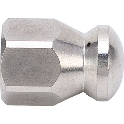 Buse de débouchage pour nettoyeur haute pression 5000 PSI, mini buse compacte et durable, tuyau de débouchage haute pression, petite tête ronde - 1 trou à l'avant, 3 trous à l'arrière (1/5)