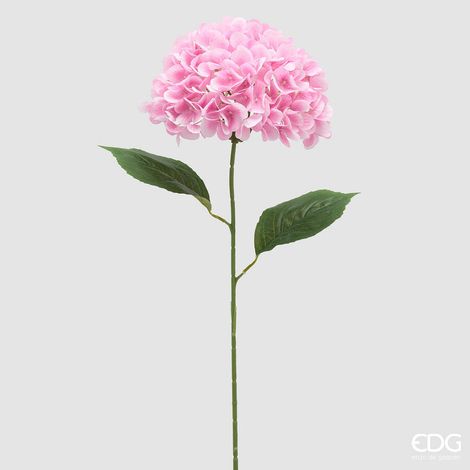 EDG Enzo De Gasperi Ortensia Ramo con Foglie H 70 Cm Pianta Artificiale Rosa Chiaro